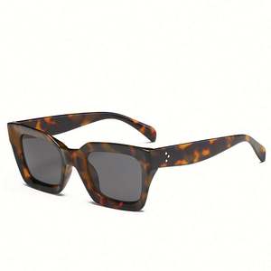 Lunettes de soleil rectangulaires rétro léopard pour femme 2025, avec rivets, protection UV400, petite monture carrée - Product Image 5