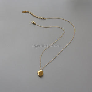 Personalizzato Dainty oro 18K sfaccettato frammento collana pendente nome della collana inciso forma cristallina <span class=keywords><strong>pietra</strong></span> spazzolata Charm collana - Product Image 3