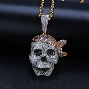 Rapper nuova caratteristica del teschio di <span class=keywords><strong>pirata</strong></span> prepotente con cappello disegno prepotente ciondolo in oro personalizzato ciondolo in oro ciondolo gioielli in argento Rock - Product Image 4