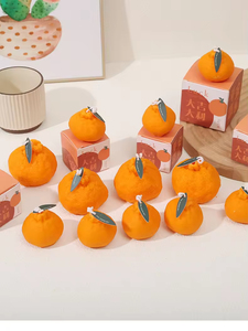 Velas de Cera de Soja con Forma de Fruta Realista, Color Naranja Viral, Velas Aromáticas para Decoración Festiva del Hogar y Regalos para Fiestas - Product Image 6