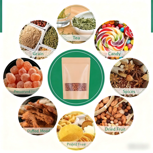 Sac à fermeture éclair <span class=keywords><strong>en</strong></span> papier kraft biodégradable <span class=keywords><strong>de</strong></span> qualité alimentaire écologique personnalisé fenêtre transparente pour café thé collation fruits secs gelée <span class=keywords><strong>de</strong></span> <span class=keywords><strong>lait</strong></span> - Product Image 5