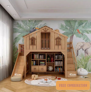 Casa en forma de madera maciza Muebles de dormitorio Niños Camas con tobogán - Product Image 2