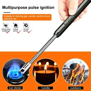 Briquet de cuisine d'extérieur rechargeable par USB, briquet <span class=keywords><strong>électronique</strong></span> portable, verrouillage de sécurité, écologique pour les bougies, les cuisinières <span class=keywords><strong>à</strong></span> gaz (sans gaz ni huile) - Product Image 5