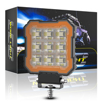 Luz de Trabajo LED Cuadrada con Bisel Naranja, Lámpara Antiniebla de Alta Potencia para Conducción Todoterreno con Soporte Negro para Jeep Wrangler, SUV, Camioneta