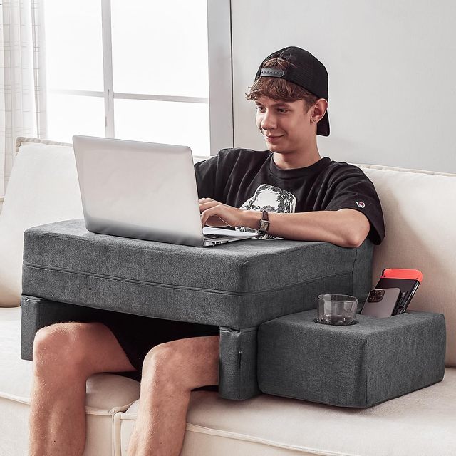 Large Home Office Memory Foam Couch Table Gaming Laptop Cushioned Lap Top Desk Chair Cushion Arm Rest Reading Pillows for Adults
