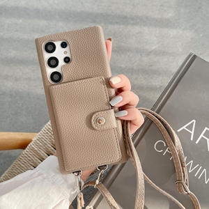 Étui de téléphone en cuir PC de style streetwear avec bandoulière et porte-cartes pour <span class=keywords><strong>Samsung</strong></span> et iPhone 15 Pro Max - Product Image 4