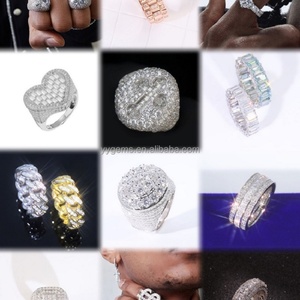 RTS Fashion <b>Mans</b> Cuban <b>Ring</b> 925 Sterling <b>Silver</b> Round Moissanite Diamond Hip Hop <b>Mans</b> Women Cuban <b>Ring</b> - Product Image 6