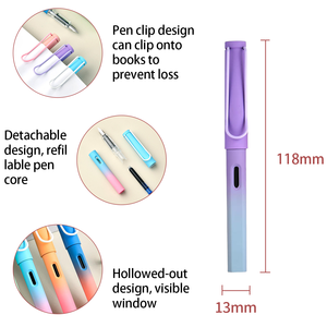Set Penna <span class=keywords><strong>Stilografica</strong></span> Colorata Sfumata Effetto Velluto in Acciaio Inox Punta Dorata da 0,38mm Inchiostri <span class=keywords><strong>Blu</strong></span> e Nero Plastica Sfusa per Studenti - Product Image 4