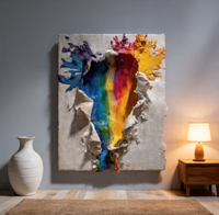 Peinture murale sur toile abstraite arc-en-ciel moderne pour salon, fond de canapé, porche, couloir, origine Chine