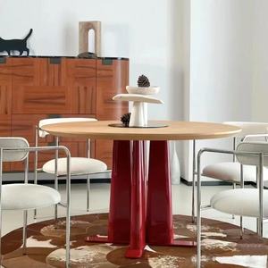 Tavolo da Pranzo in Legno Massello Rosso Antico, Design Italiano di Lusso Minimalista, Creativo e di Design, per Arredamento Casa e Uso Alberghiero - Product Image 2