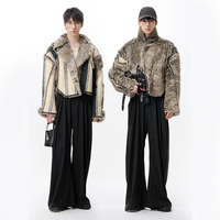 DiZNEW-Veste en laine chaude pour homme, couleur assortie, fourrure, un positif et un négatif, deux agneaux