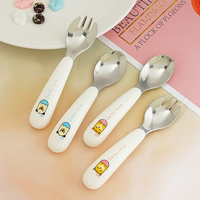 Exquis mignon créatif modèle personnalisé en acier inoxydable PP poignée vaisselle cuillère fourchette ensemble