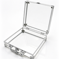 Portable Transparent Cadre En Aluminium Valise avec Poignée et Serrure pour L'affichage De Bijoux