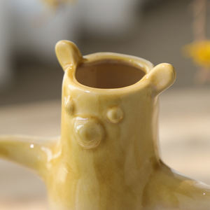 रचनात्मक डिजाइन के लिए प्यारा इंटीरियर टेबल सिरेमिक वैस गले भालू लाँनी शादी कला डेको पर्यावरण के अनुकूल पीला गुलाबी - Product Image 5