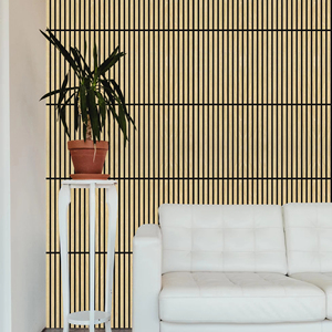 Panneaux acoustiques en MDF à lattes de bois modernes Panneau de fixation insonorisé Salon Chambre à coucher Polaire noire Retour 1.0 NRC - Product Image 1