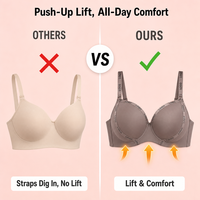 Nouveau Soutien-Gorge Push-Up 2026 en Satin avec Lettres Romantiques, Sans Armature, Fermeture Multi-Agrafes, Bandeau Large et Bretelles Ajustables – Soutien-Gorge Personnalisé pour Femme