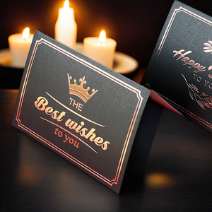 La tarjeta creativa negra de estampado en caliente directa de los fabricantes se puede plegar rectángulo mensaje simple personalizado G - Product Image 4