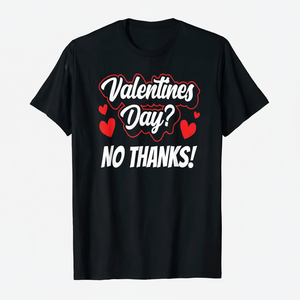 T-shirt Uomo Anti-Umorismo per San Valentino, Manica Corta, 100% Cotone, Vestibilità Regolare, Stampa Frontale, Girocollo, Lavorazione a Maglia, Motivo a Lettere - Product Image 1