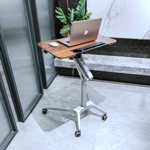 แท่นวางแล็ปท็อปปรับความสูงได้แบบแมนนวลพกพาทำจากอลูมิเนียมพร้อมรถเข็นแบบหมุนได้ - Product Image 5