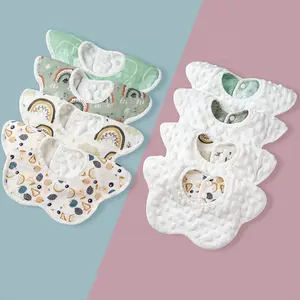 Bib Bayi Tahan Air Kain Kasa Bandana Oto Kain Sendawa 100% Organik dengan Dua Sisi Minky Dots Fleece