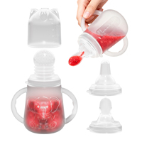 Cuillère d'alimentation pour bébé en silicone personnalisable sans BPA, corps droit, biberon à large ouverture, débit variable, sans poignée, 0-12 mois
