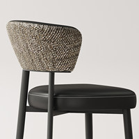 Chaise de salle à manger minimaliste italienne avec cadre en acier et dossier en cuir, tabouret en cuir adapté aux hôtels, restaurants et cafés