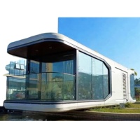 Maison conteneur de 20 pieds, design moderne de villa, hôtel capsule spatiale, éclairage d'ambiance LED, système de commande vocale