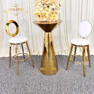 Venta al por mayor de oro mesas altas de <span class=keywords><strong>alta</strong></span> calidad redonda de acero inoxidable <span class=keywords><strong>mesa</strong></span> de <span class=keywords><strong>bar</strong></span> para el restaurante del hotel - Product Image 1