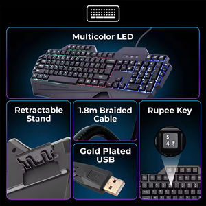 คีย์บอร์ดและเมาส์เกมมิ่ง Rainbow Light 2 in 1 แบบมีสาย พร้อมฟังก์ชั่นมาโคร สำหรับพีซีเกมเมอร์ จากโรงงานโดยตรง - Product Image 5