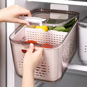 Amazon hot home fresh keeping box fridge transparent box storage Filterable plastic refrigerator storage box