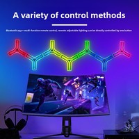 Lampe d'ambiance de jeu Esports irisée en forme de Y, activée par le son, contrôle par application/voix, murale