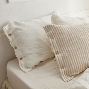 Modern French 100% Linen Cushion Cover Scalloped Edge <b>Striped</b> Linen Vintage Cushion Pillowcase Customized Woven Fabric - Product Image 4