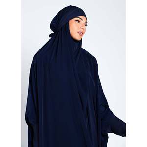 ชุดอาบายาแบบลำลองสองชิ้นสำหรับ jilbab สีน้ำเงินเครื่องแต่งกายสวดมนต์สีกรมท่าแบบมีระบายสำหรับฤดูร้อนฤดูหนาวไซส์เดียวเหมาะกับทุกคน - Product Image 2