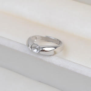 Anillo Abierto de Plata S925 Hecho a Mano, Liso y Rugoso, para Perlas de 9-10mm, con Espaciadores 1798 - Product Image 4