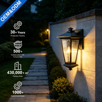 Lámpara de Pared Exterior de Aluminio Negro, Protección IP44, Doble Voltaje, Estilo Retro, para Patio, Proyecto de Iluminación Residencial