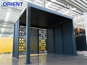 Kits de pergola <span class=keywords><strong>en</strong></span> aluminium de luxe avec <span class=keywords><strong>toit</strong></span> <span class=keywords><strong>plat</strong></span> et stores pare-soleil pour l'extérieur - Product Image 4