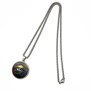 N57T Collier pour homme en acier inoxydable plaqué PVD, avec cabochon en verre motif Yeux <span class=keywords><strong>Mal</strong></span>éfiques et <span class=keywords><strong>film</strong></span> pressé, tendance, étanche, hypoallergénique, inaltérable - Product Image 2
