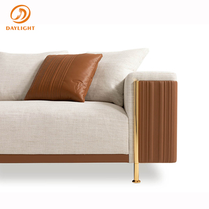 Set di Divani Singoli in Tessuto di Lino Bianco per <span class=keywords><strong>Salotto</strong></span>, Stile Classico Moderno, Arredamento di Lusso per Soggiorno - Product Image 4