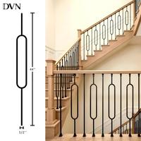 Balustres ovales en fer forgé pour villas au Canada, prix de gros des fabricants chinois DVN, poteaux d'escalier en métal noir, balustres en fer pour escaliers