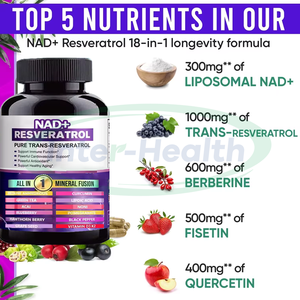 Ausreson Private Label 18 1 NAD Resvératrol Berberine Fisetin Quercétine Tous les capsules de fusion minérale - Product Image 3