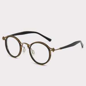 Retro Round Metal Spectacles Eye Glasses <strong>Computer</strong> <strong>Blue</strong> <strong>Light</strong> <strong>Filter</strong> Glasses Eyewear Optical Glasses Acetate Frames for Man - Product Image 2