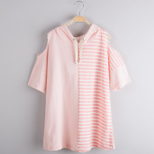 เสื้อยืด2017มีฮู้ดเปิดไหล่สำหรับเด็กทรงหลวมเสื้อมีฮู้ดยาวพิเศษสินค้าใหม่ - Product Image 2