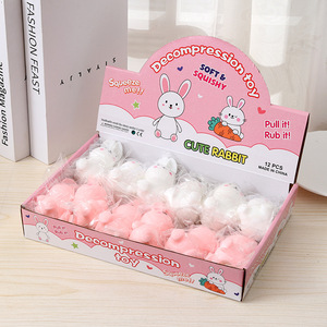 Cute Bunny Squeeze Toy White and Pink Silicone Stress Relief Fidget Toy for Kids Unisex Age 2 to 4 Years - Product Image 4