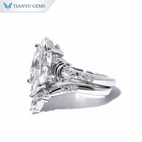 Tianyu luxe 7x10mm Marquise coupe Moissanite diamant or massif 10K 14K 18K argent 925 bague de fiançailles ensemble bijoux de mariage cadeaux