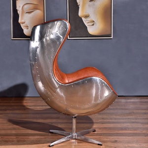 <span class=keywords><strong>Chaise</strong></span> aviateur pivotante pour le <span class=keywords><strong>bureau</strong></span> dans le salon <span class=keywords><strong>Chaise</strong></span> aviateur <span class=keywords><strong>vintage</strong></span> en cuir véritable Aviation Egg Chair - Product Image 4
