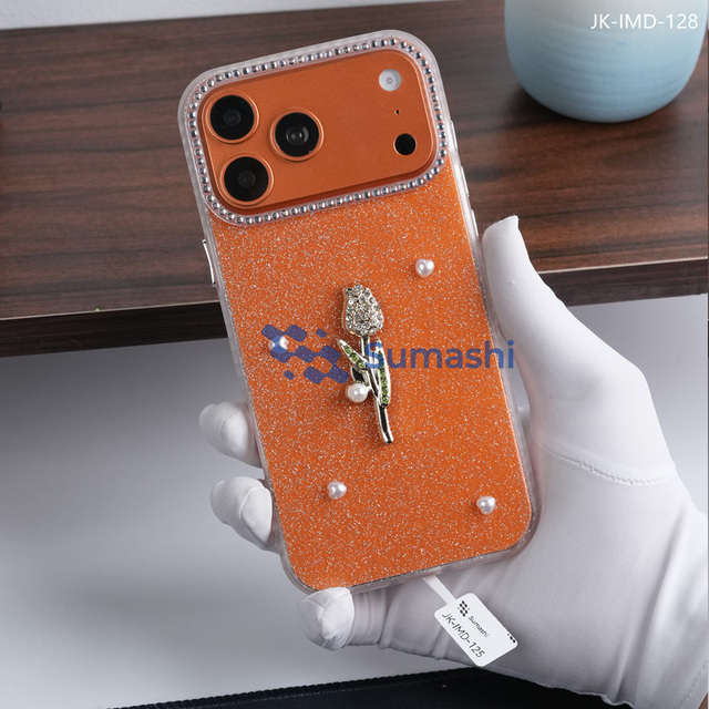Luxury Bling Glitter Phone Case with 3D Rhinestone Rose & Pearl, Phone Case for iPhone 15 14 13 12 Pro Max