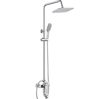 Ensemble de robinet de douche de colonne de pluie de salle de bains de tuyau haut de trois fonctions en laiton classique économique à levier unique