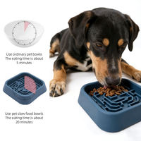 Bol de nourrissage lent pour animaux de compagnie en silicone carré écologique sans BPA avec ventouse