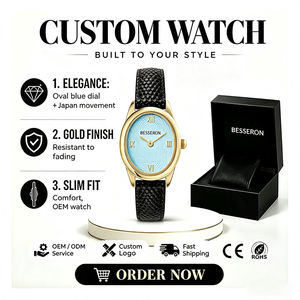 Reloj de Pulsera de Cuarzo Ovalado Personalizado para Mujer, Elegante, Correa de Cuero Analógica, Esfera Personalizada con Números Romanos, Reloj de Moda - Product Image 2
