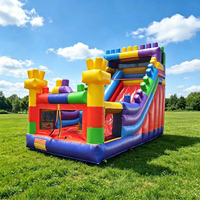 Château gonflable Bouncer Building Blocks avec toboggan gonflable pour l'intérieur et l'extérieur, avec souffleur, pour enfants et adultes, à vendre